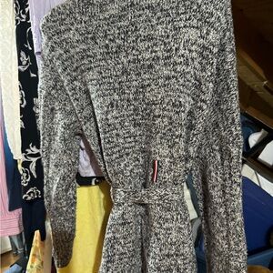 Blue and white cardigan with waist tie size M